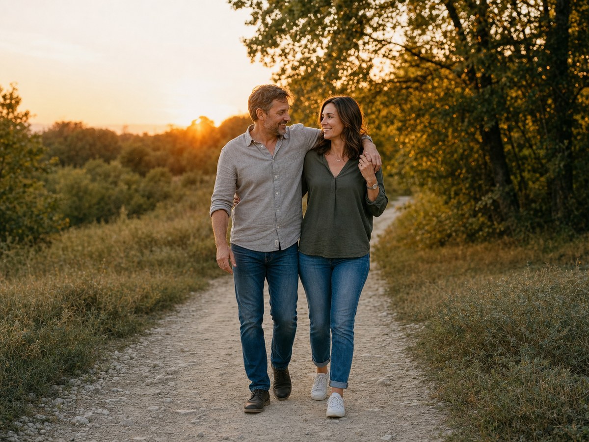 Golden Hour Couple Walk visual reference