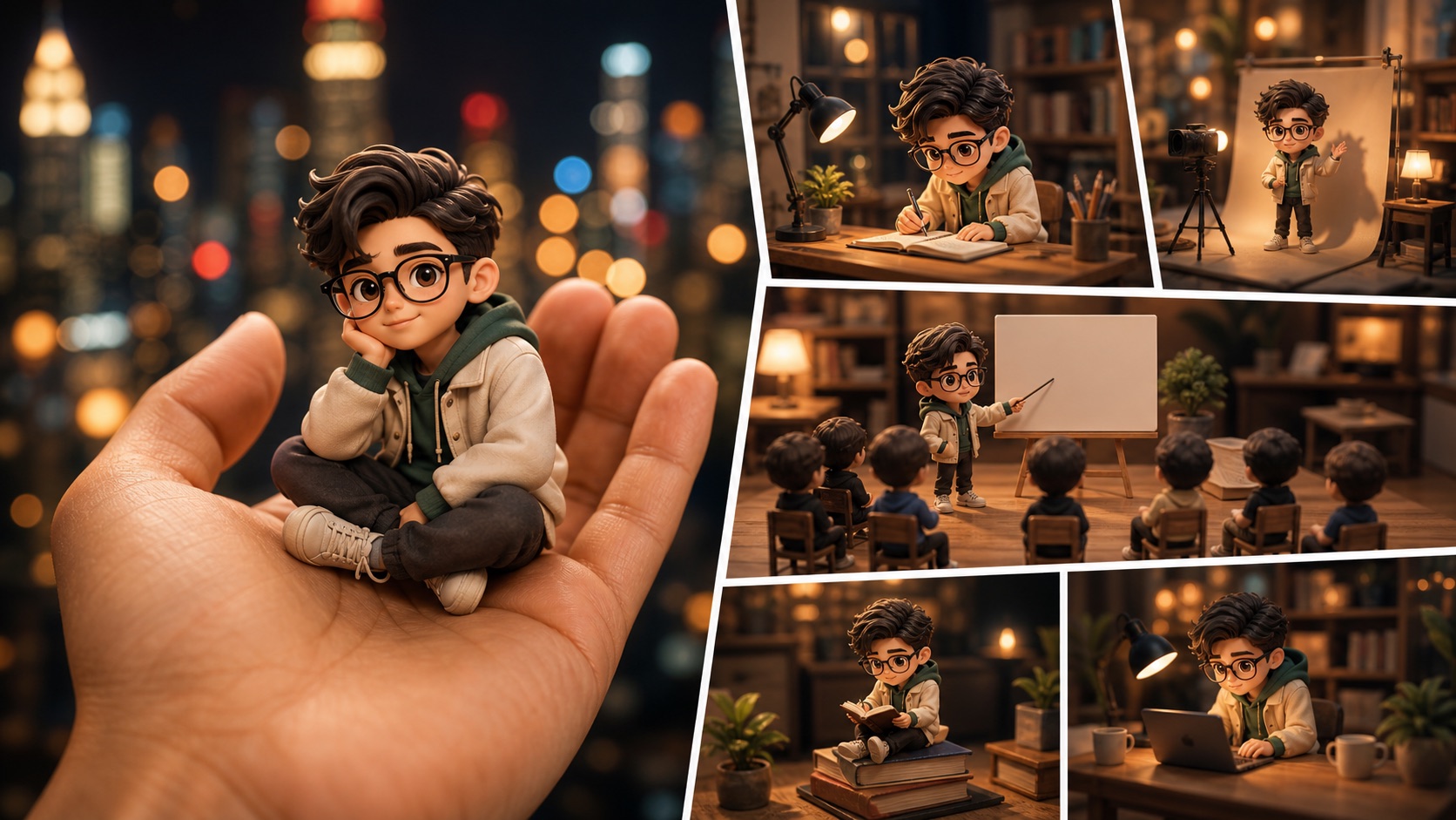 Miniature AI Photo Editing Prompts for Tiny-World Scenes style direction